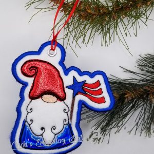 Gnome w/Flag Ornament