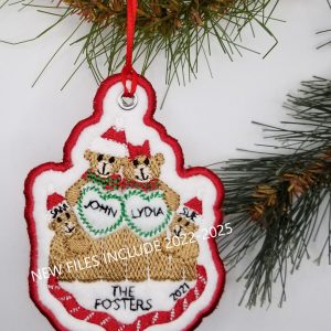 Bear w/ Hearts Family of 4 Ornament