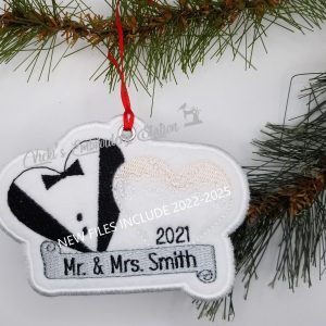 Bride & Groom Hearts Ornament