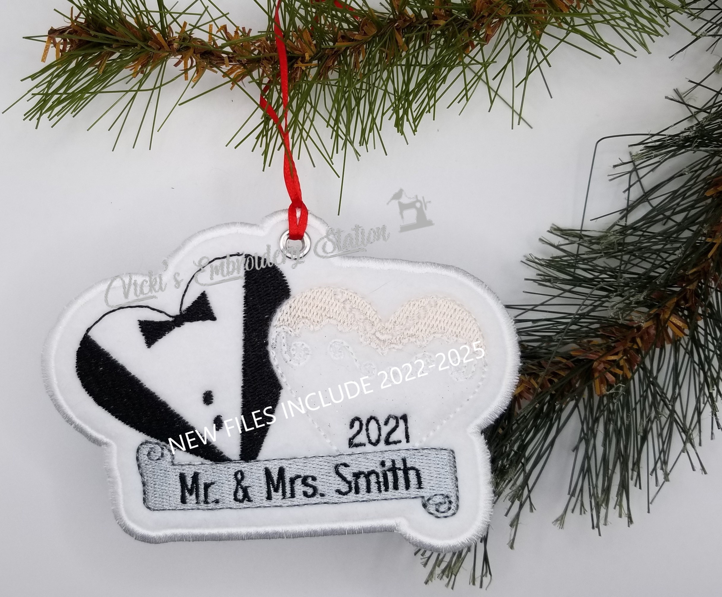 Bride & Groom Hearts Ornament