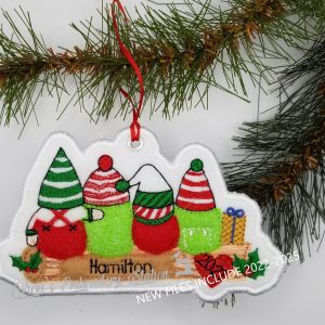 Elves on a Log Family of 4 Felt Ornament