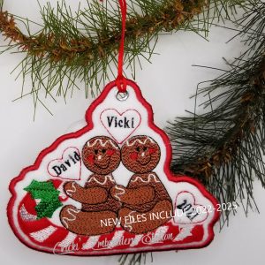Gingerbread Couple on Candy Cane Ornament