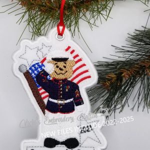 Marines Bear w/Flag Ornament VES