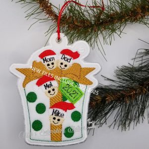 Package w/Bow 4 Heads Ornament
