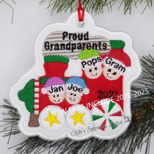 Train Engine Grandparents 2 Children Ornament