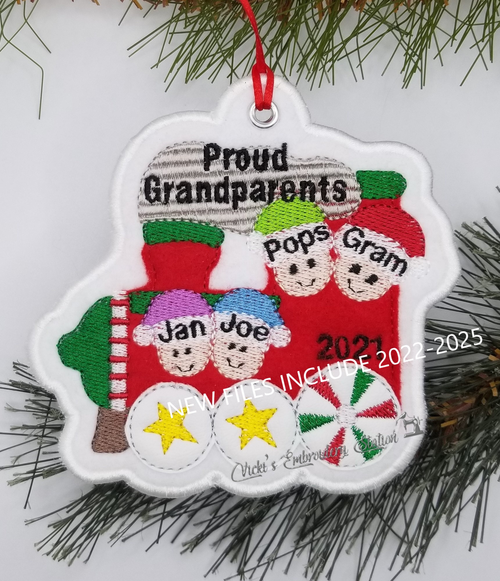 Train Engine Grandparents 2 Children Ornament