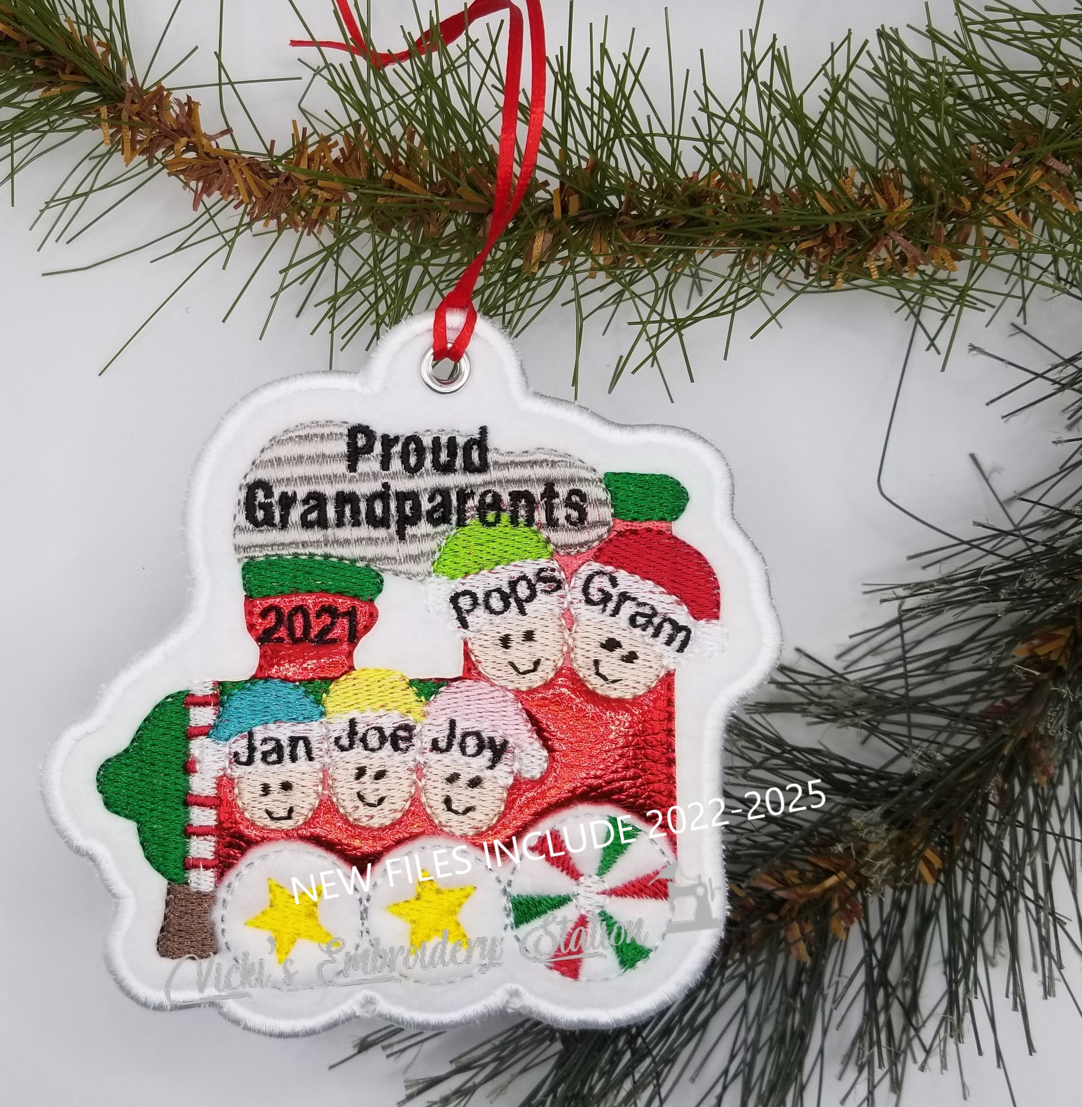 Train Engine Grandparents 3 Ornament