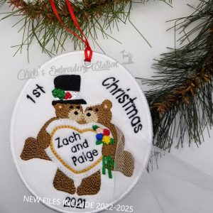 Wedding Bear 1st Christmas Ornament