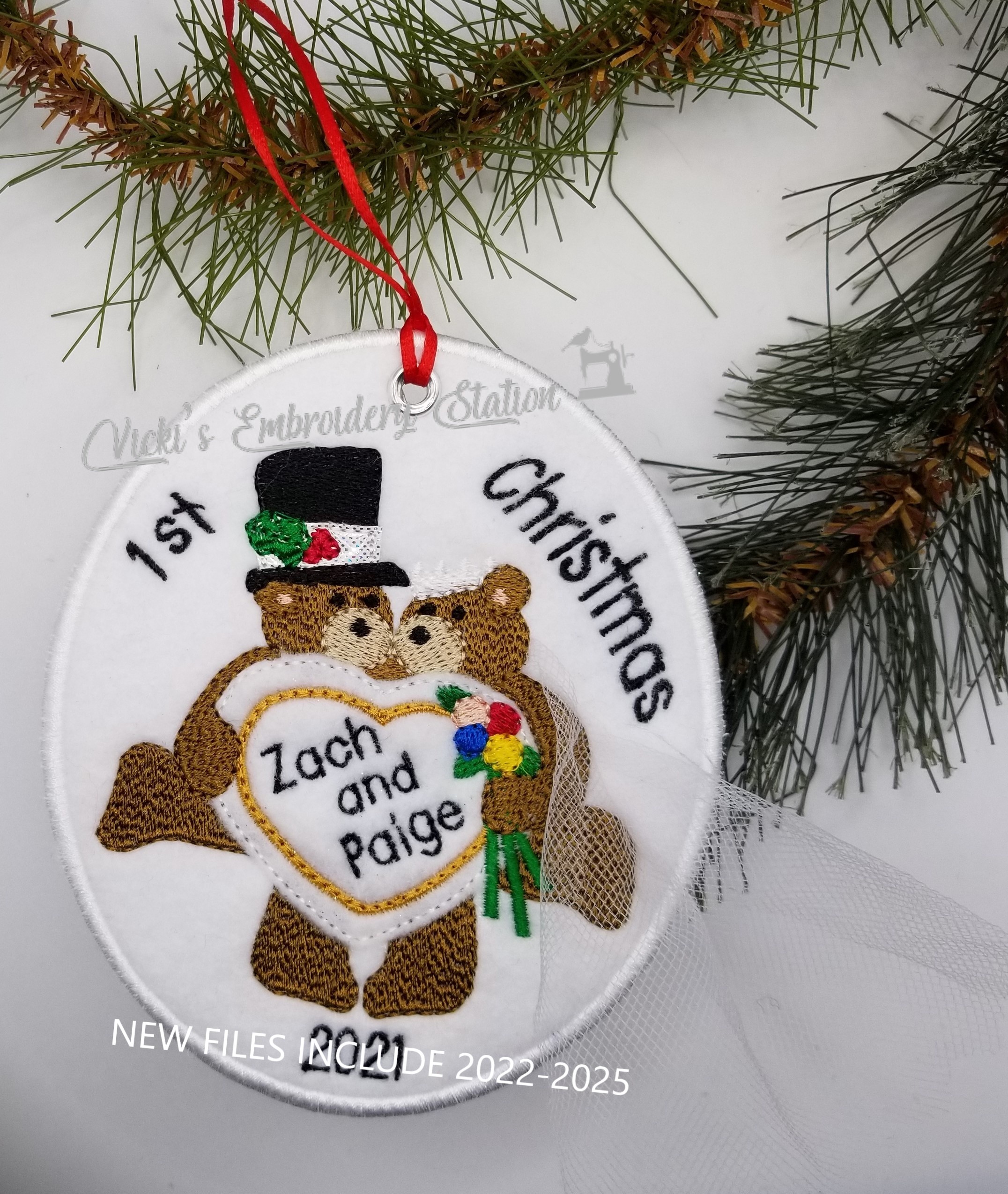 Wedding Bear 1st Christmas Ornament