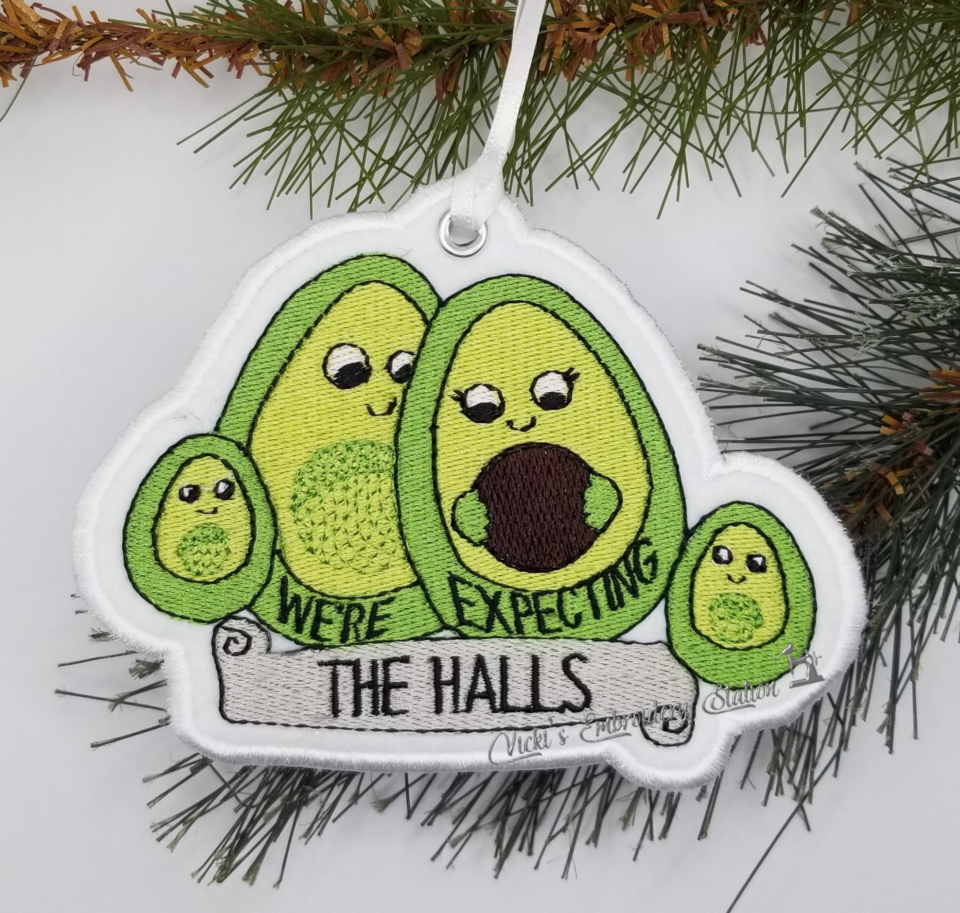 Avocado Expecting Mom Dad w 2 Children Ornament VES