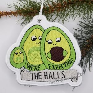 Avocado Expecting Mom Dad w 1 Child Ornament Felt VES