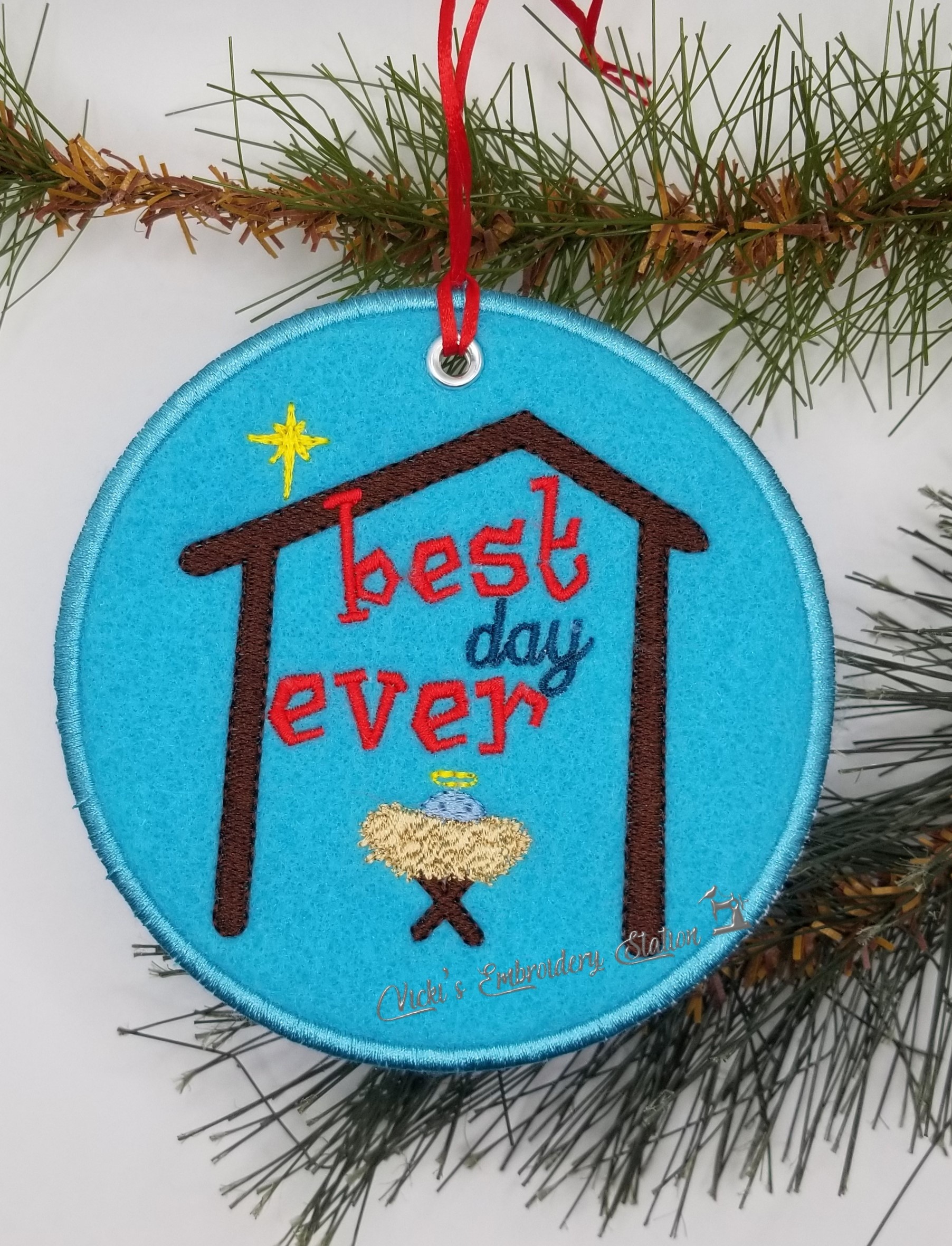 Best Day Ever Nativity Ornament Felt VES