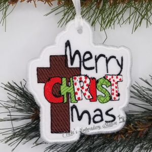 Merry Christmas Patchwork Cross Ornament VES