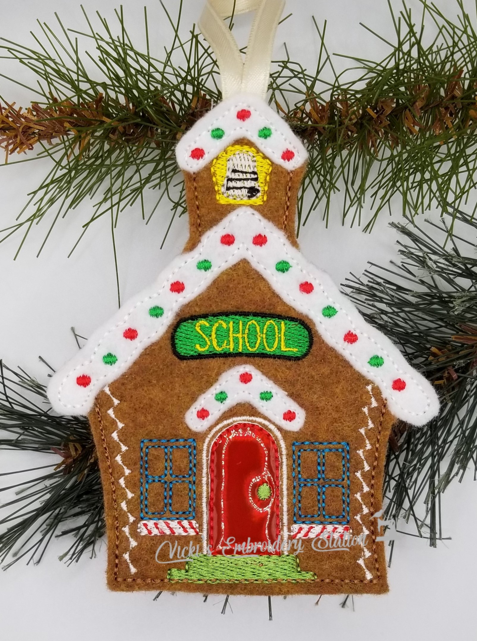 Gingerbread School House Ornament VES