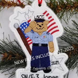 Coast Guard Bear w/Flag Ornament VES