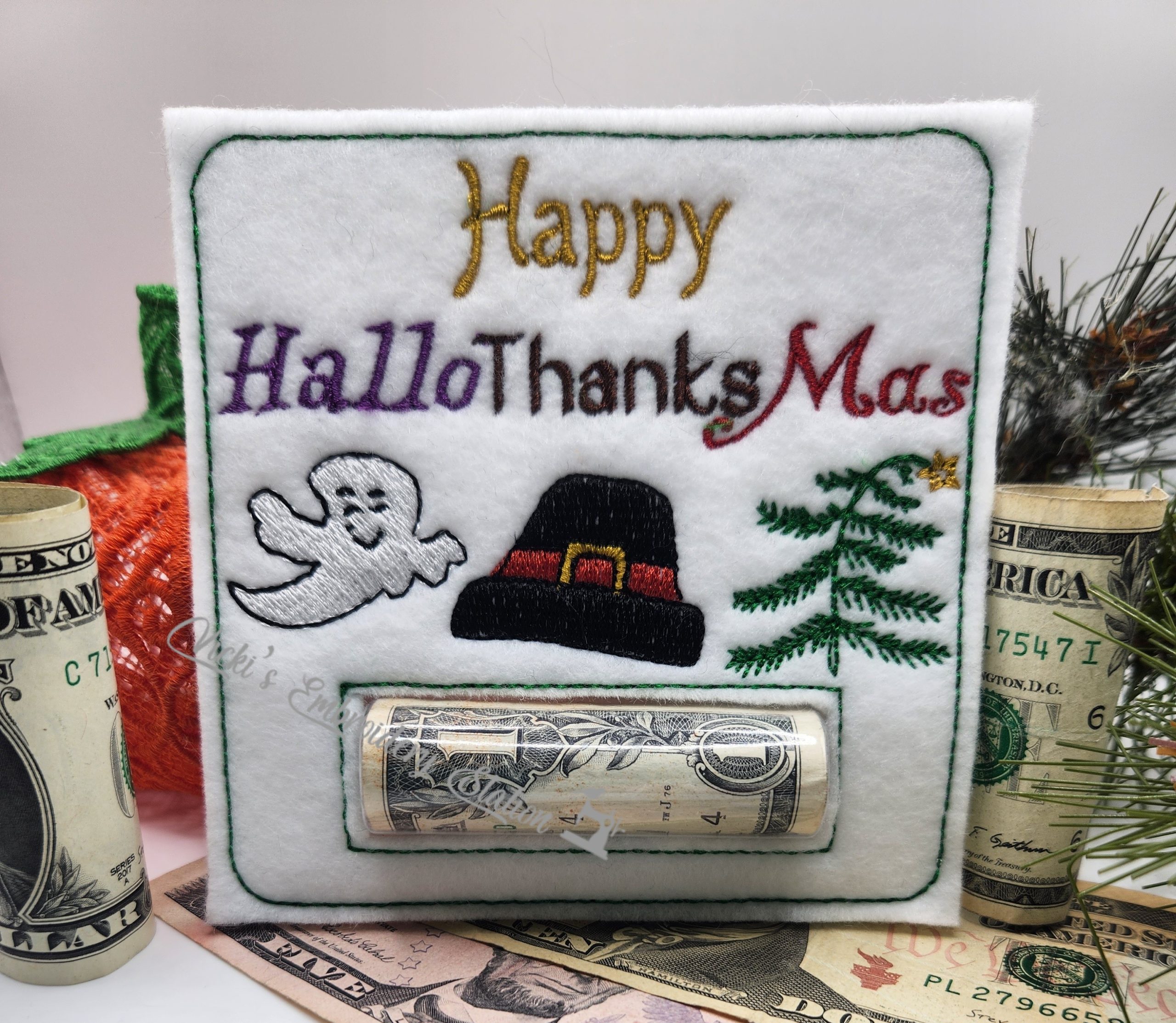 Happy HalloThanksMas Money Holder