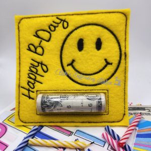 Happy B-Day Smiley Face Money Holder