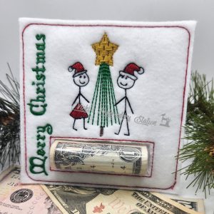 Merry Christmas Stick Figure Money Holder
