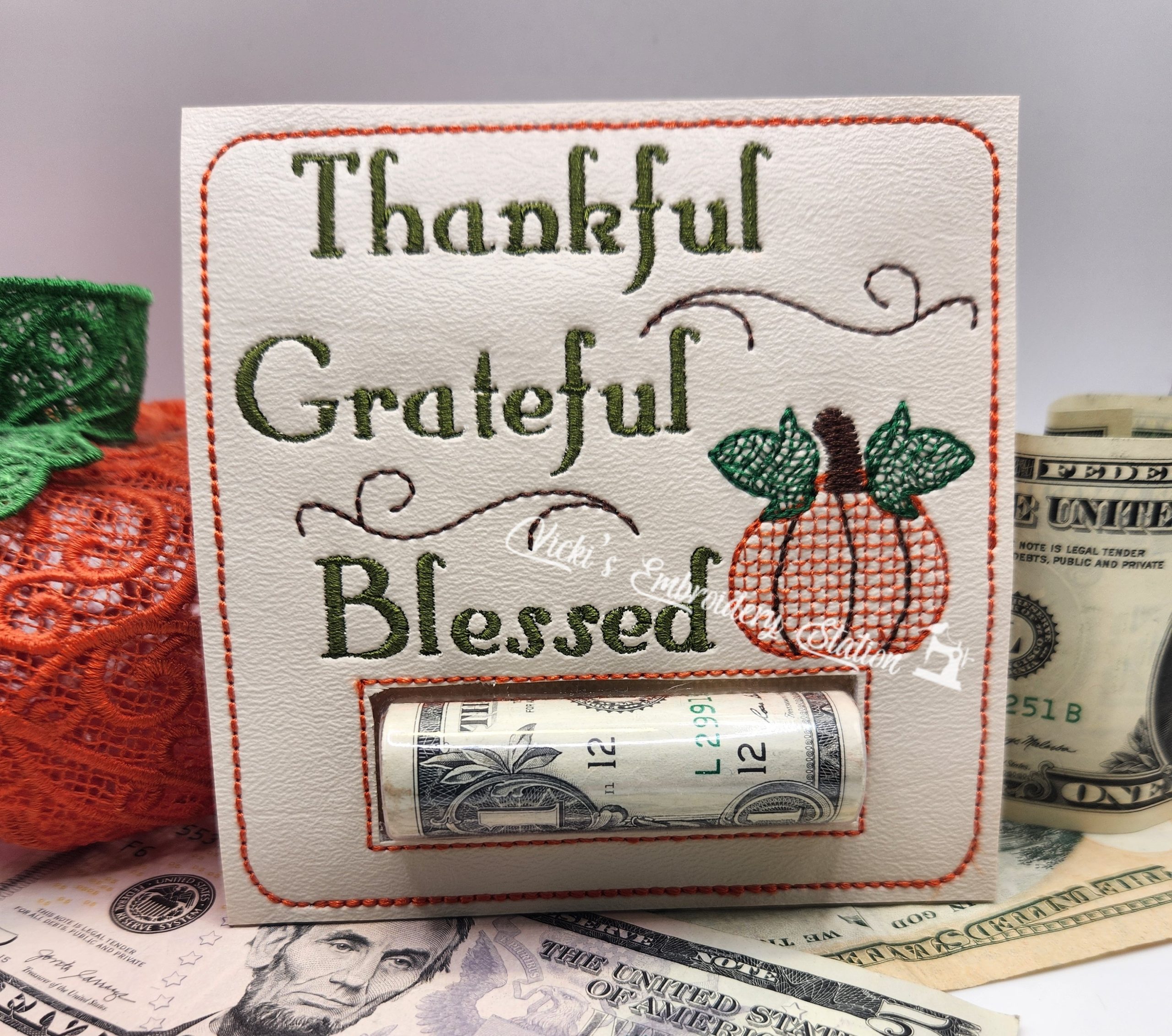 Grateful Thankful Blessed Money Holder