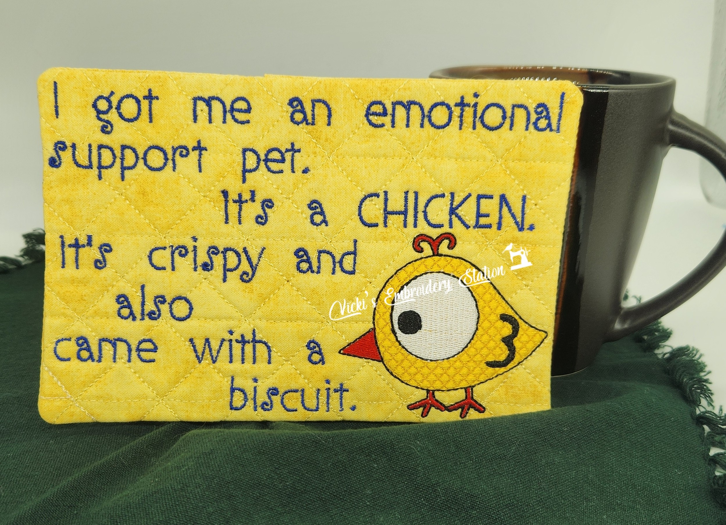 Emotional Support Chicken Mug Rug